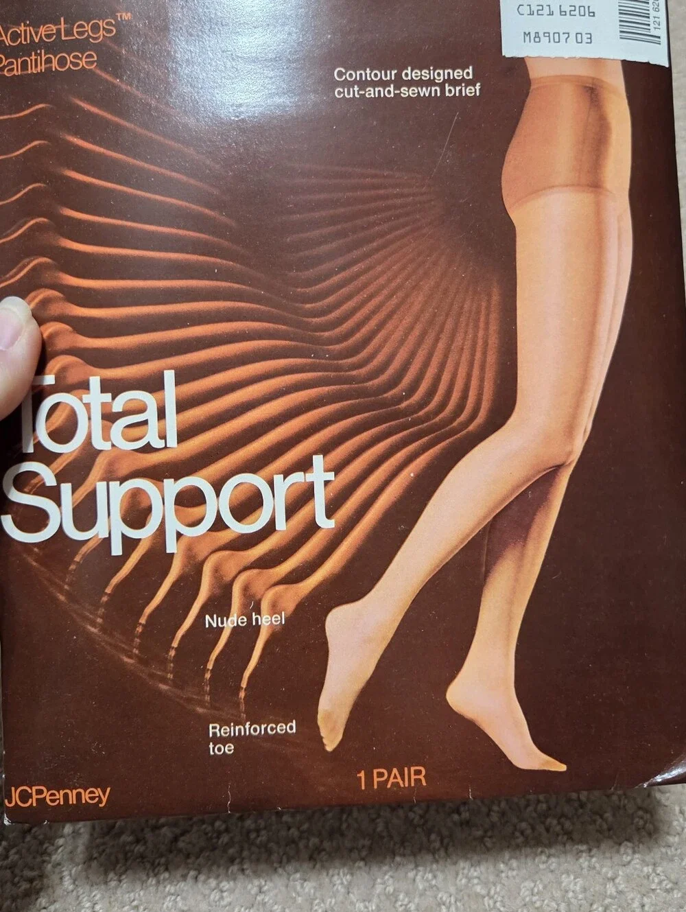 Vintage Jcpenney‎ Pantihose Off Black Short Reinforced Toe Support Contour
